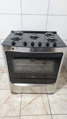 Fogão de piso Consul Inox 5 bocas mesa de vidro CFS5VAR bivolt 