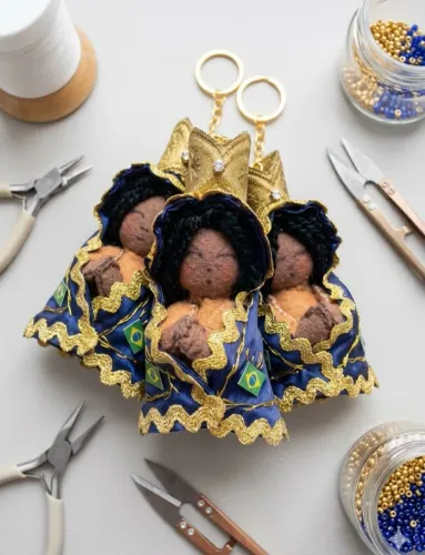 Chaveiros de Nossa Senhora Aparecida, em tecido
