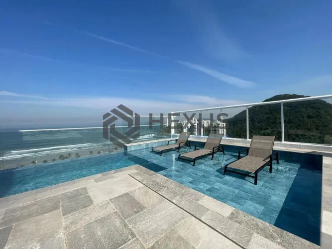 Apartamento com varanda gourmet vista mar e lazer na Enseada, Guarujá