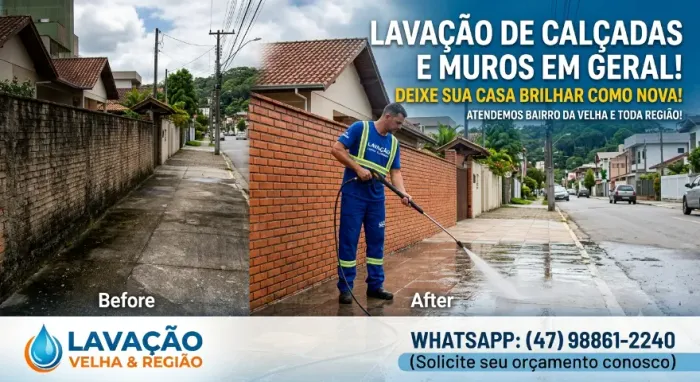 LAVAÇÃO DE CALÇADAS E MUROS EM BLUMENAU 