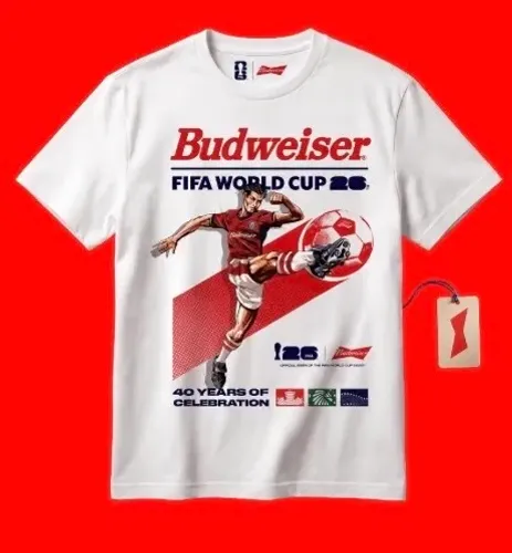 Camisa Budweiser Copa do Mundo - 100% algodão