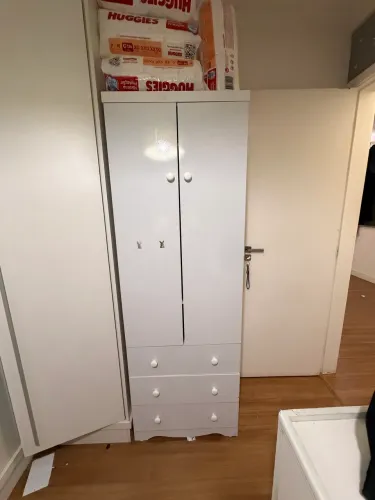 Guarda-Roupa Infantil 2 Portas 3 Gavetas 100% MDF Branco