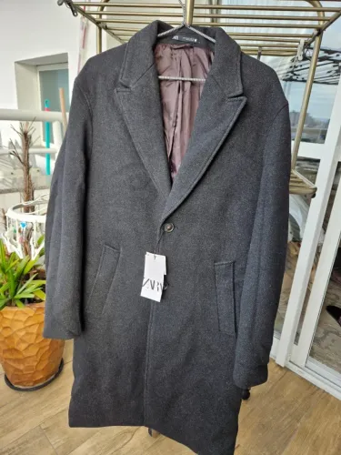 Casaco Sobretudo de lã Zara masculino NOVO cor gris antracita tamanho M