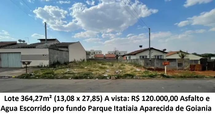 Leia a descrição: Lote 364,27m² (Asfalto e Agua) Parque Itatiaia