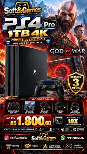 Ps4 pro 1tb 4K aceito cartão com garantia loja física 