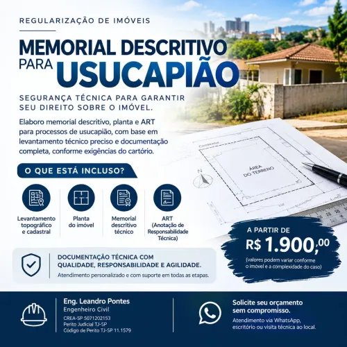 MEMORIAL DESCRITIVO PARA USUCAPIÃO