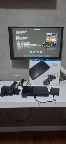 PlayStation 2 Slim Completo Funcionando na Caixa + HD Externo com 150 Jogos de PS2