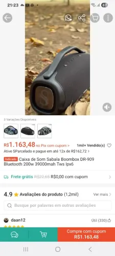 CAIXA DE SOM SABALA,vendo barato
