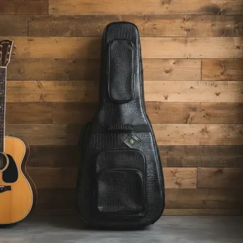 Capa Para Violão Folk De Couro Reconstituído Newkeepers Preto