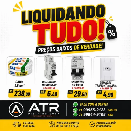 Cabos e Fios Flexíveis em LIQUIDAÇÃO geral. 2.5MM de 269,00 por R$ 238,00