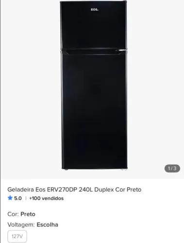 Geladeira Eos ERV270DP 240L Duplex Cor Preto