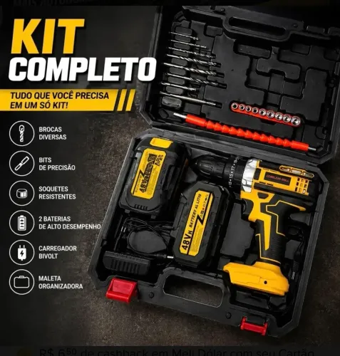 Parafusadeira 48v com 2 baterias e maleta completa