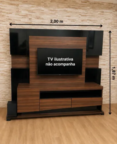 PAINEL PARA TV COM RACK - ESTANTE