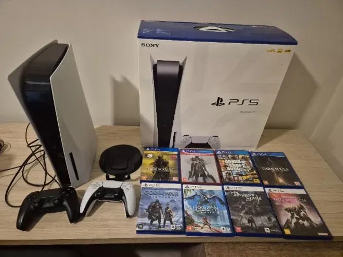 Ps5 com leitor + 8 jogos e 2 controles