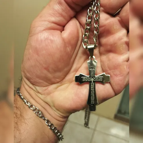 Corrente Masculina com Pingente Pai Nosso e Pulseira