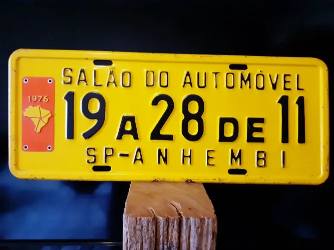 Placa antiga carro Salão do Automóvel 1976