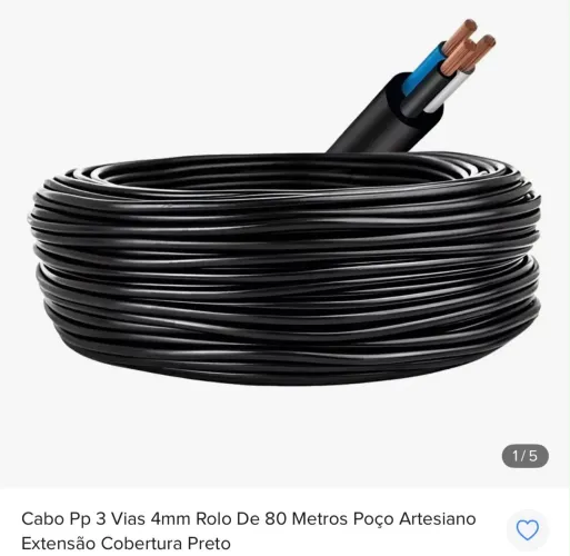 Cabo PP 3 vias de 4mm Rolo de 100m