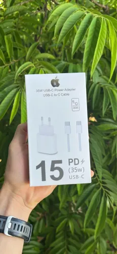 Carregador iPhone 35W Dual USB-C Turbo Fonte de Carga Rapida com Cabo Tipo C Lightning