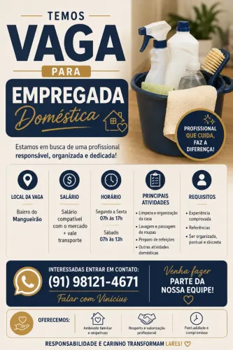 Vaga de emprego para Doméstica