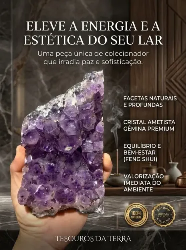 Drusa de ametista com goetitas bicos grandes e coloração Extra.