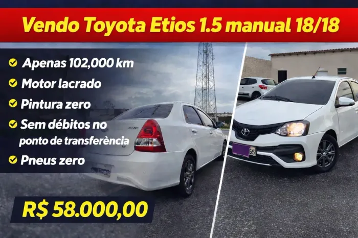Toyota Etios X Sedan 1.5 Flex 16V 4P Mec. 2018
