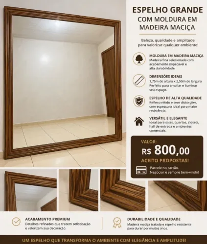 Lindo Espelho para salão, sala de jantar, closet