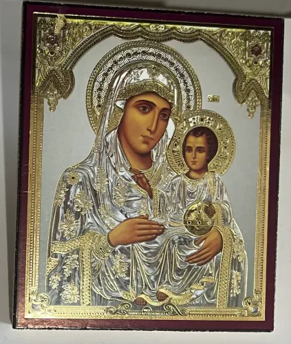 Quadro de madeira da Virgem Maria com o Menino Jesus