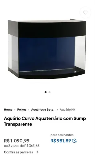 Aquário Aquaterrario Curvo 35L