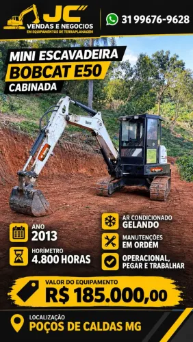 Mini escavadeira Bobcat E50 cabinada