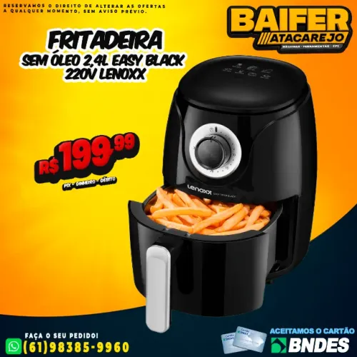 Fritadeira Sem Óleo 2,4L Easy Black 220v Lenoxx