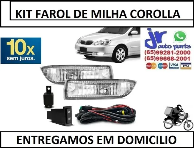 Kit Farol Milha Corolla 2002 2003 2004 Auxiliar Neblina