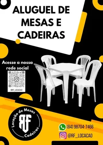 Locação de mesas e cadeiras