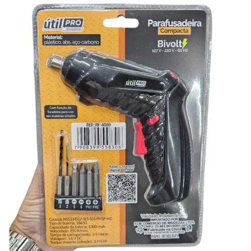 Kit Parafusadeira Furadeira Elétrica carregador Bivolt 8 Pçs Sem Fio Multiuso artesanato