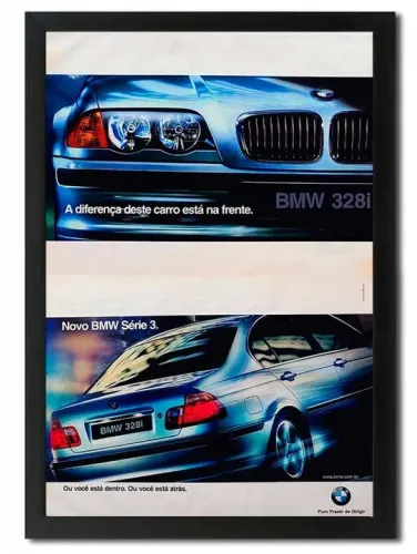 BMW E46 Série 3, 328i, 330i - Quadro decorativo com propaganda/matéria de revista