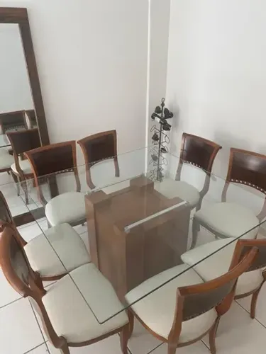 Mesa 8 lugares - Tampo de vidro