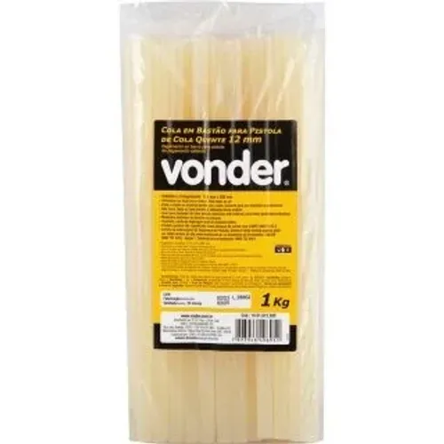 Cola em bastão para pistola de cola quente de 12 mm, com 1 kg vonder 