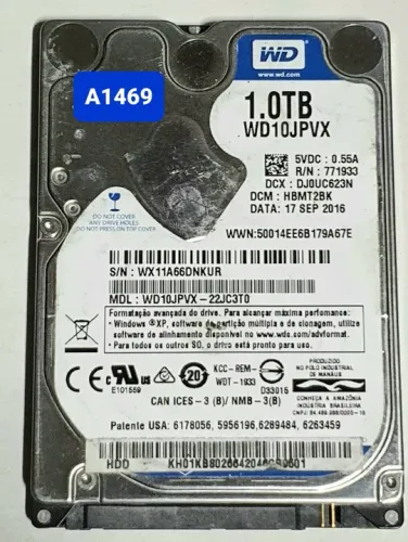 Placa Hd 1 Tb Wd10jpvx-22jc3t0 - Cod: A1469