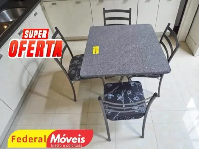 Mesa de jantar de ferro1,20x75cm quatro cadeiras