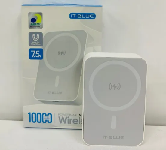 Power Bank IT-Blue 10.000mAh - Carregamento Magnético e Wireless