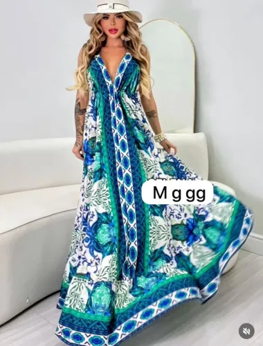 VESTIDO INDIANO LONGO ESTAMPADO 