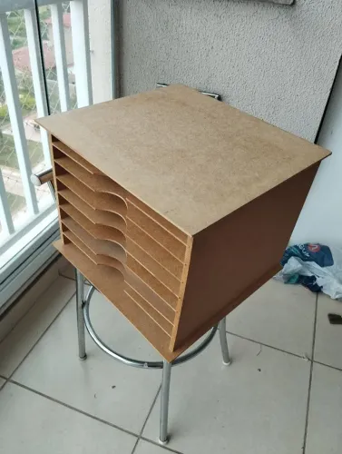 Organizador de Papéis de Madeira MDF Cru