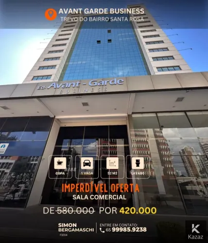Venda Sala comercial de 52m + 1 vaga no Avant Garde Business em Cuiabá