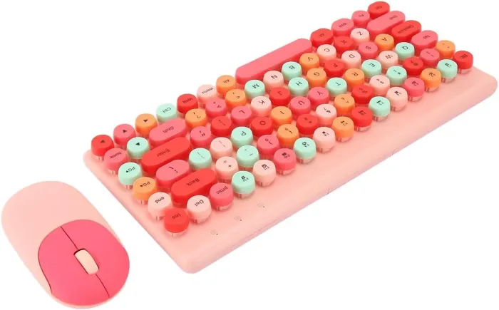 Kit Teclado e Mouse Retro - Rosa