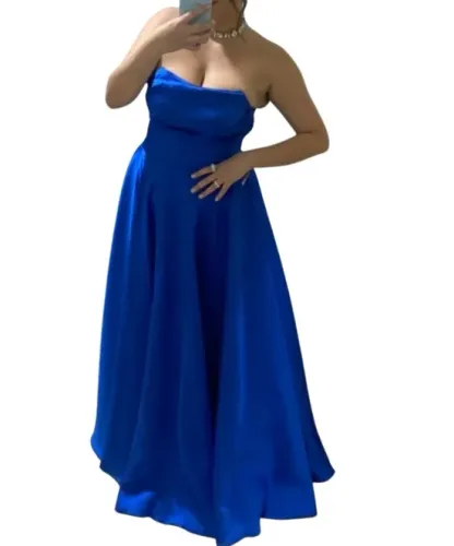 Vestido Evie Zibeline Tomara que Caia Saia Rodada - Tam. GG - Azul Royal