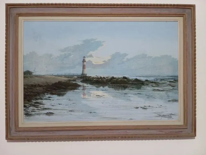 Quadro pintura em tela, farol