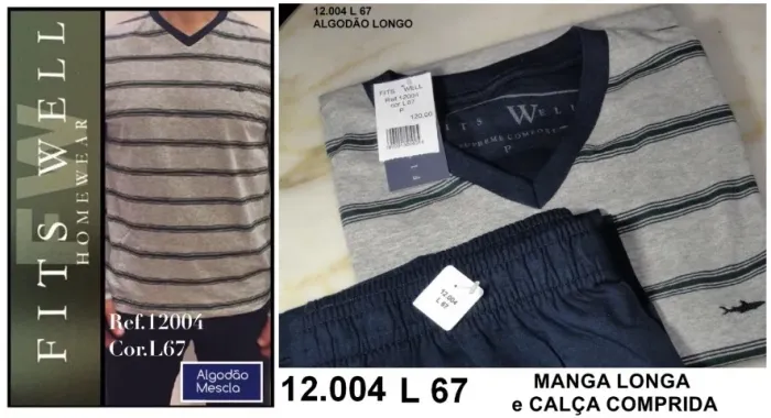 12.004 L 67 Pijama manga longa  calça comprida.Tam "gg".