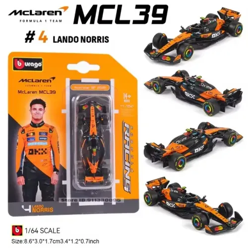 Miniatura 1/64 Bburago Fórmula 1 McLaren MCL39 Lando Norris.