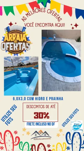 Piscina 6,0m Hidro + prainha Branca ou azul (Fábrica no DF)