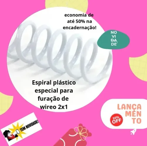 Espiral passo 2x1 furação de wireo