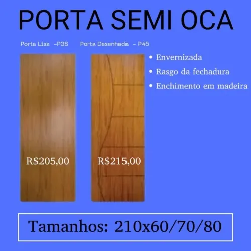 Portas semi ocas e Portas de Madeira Maciça Angelim Pedra e mais